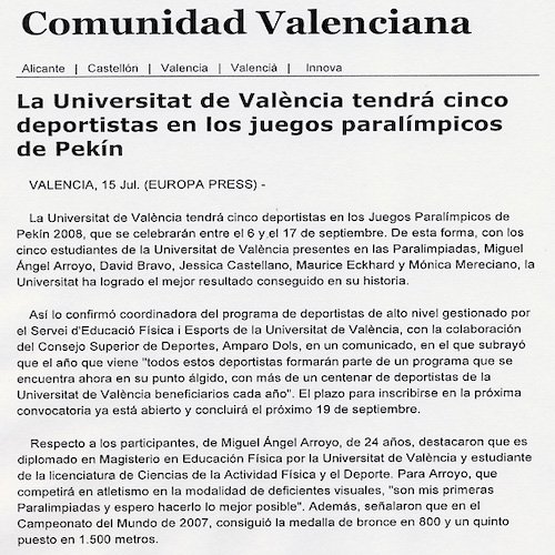 Noticia Universitat de Valencia 2008
